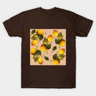 Seamless pattern with lemons and leaves T-Shirt